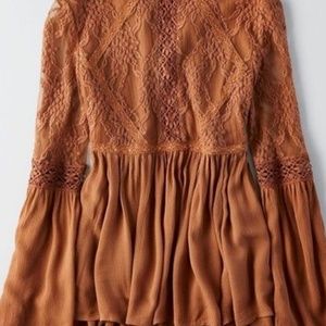 AE Boho Lace Bell Sleeve Top